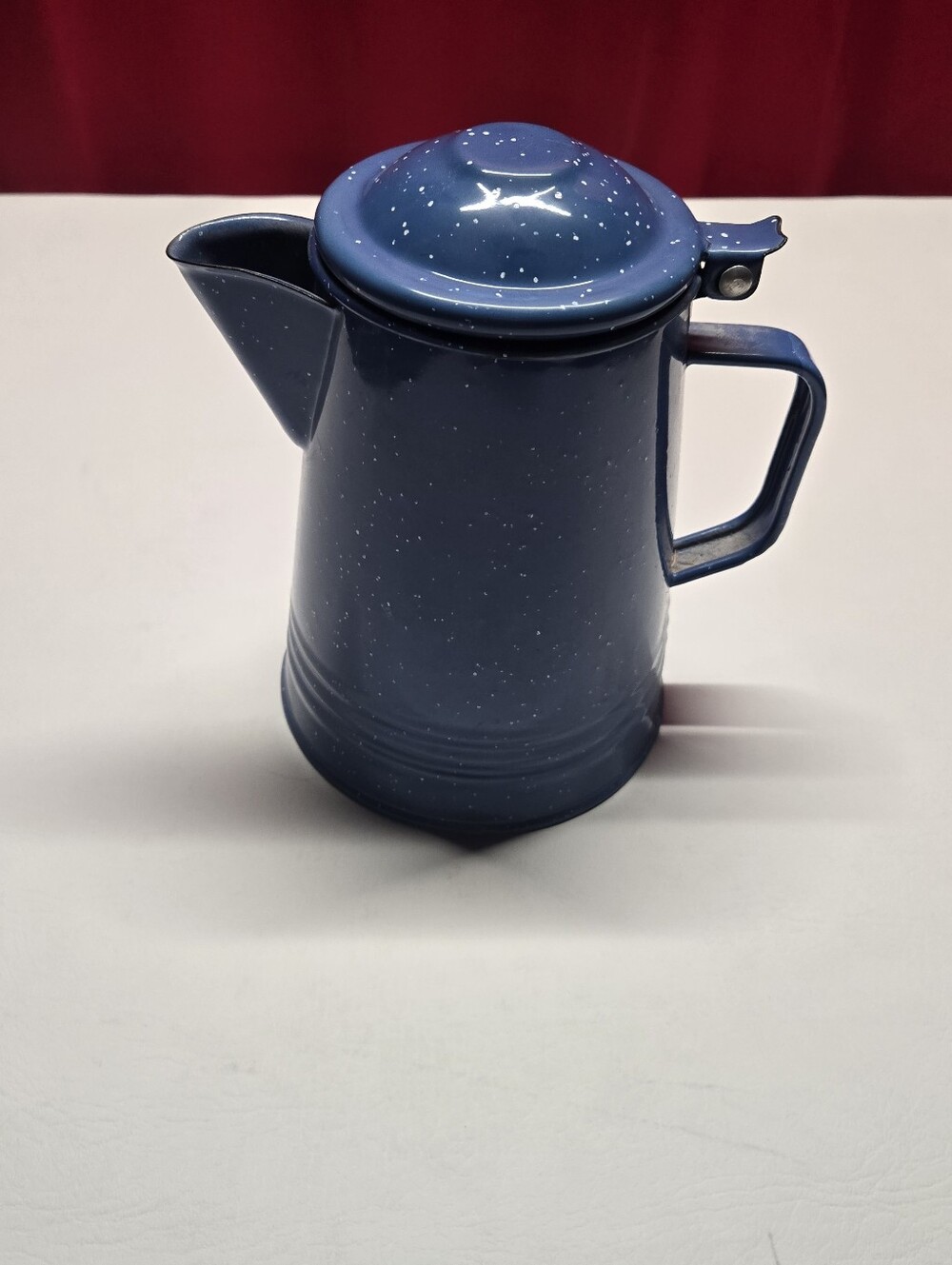 VINTAGE blue speckled Cowboy coffee pot Cottagecore